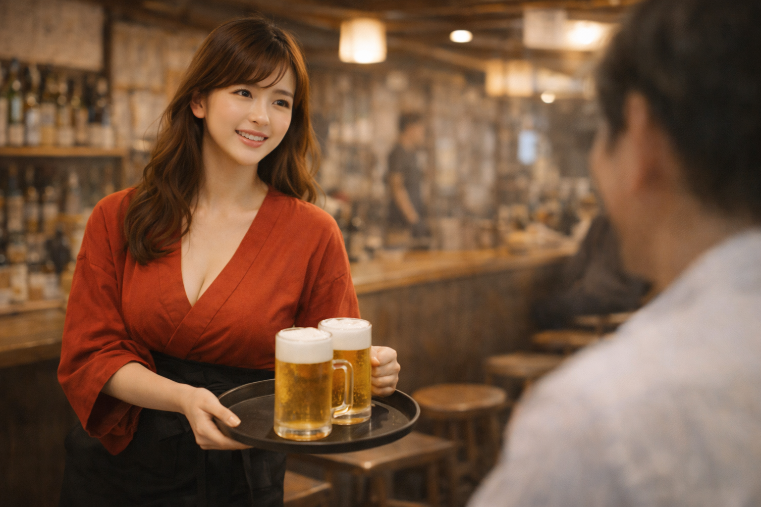 AI美女のコスプレ 制服 女子がすごい！上品居酒屋の“ちょっと派手めの店員”が目の保養すぎた件**